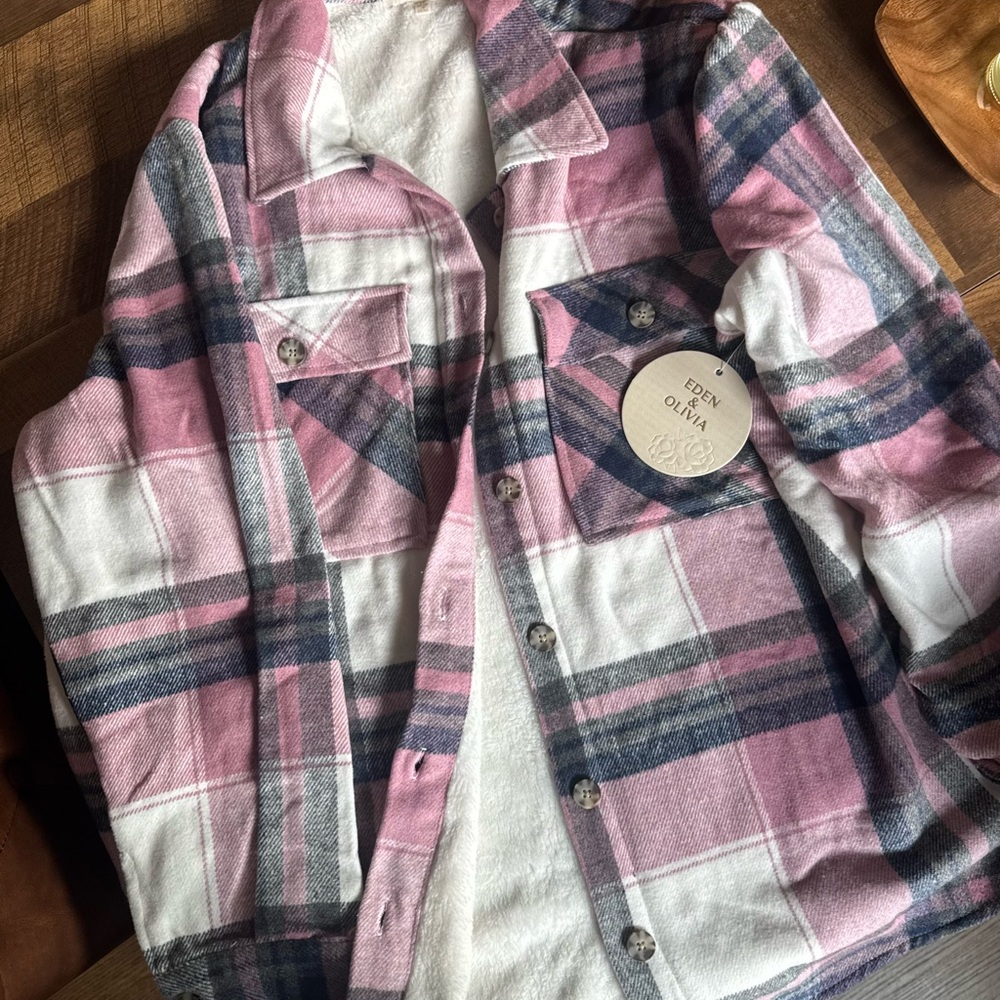 Eden & Olivia Pink and Gray Plaid Jacket